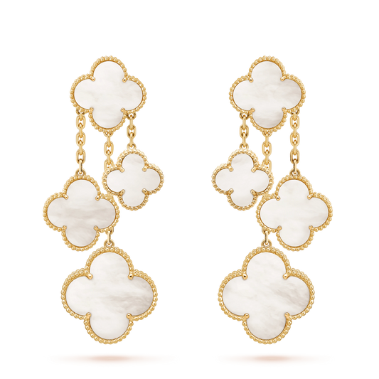 [Aurelle Style]CLOVER EARRINGS WHITE MOP 4 MOTIFS GOLD