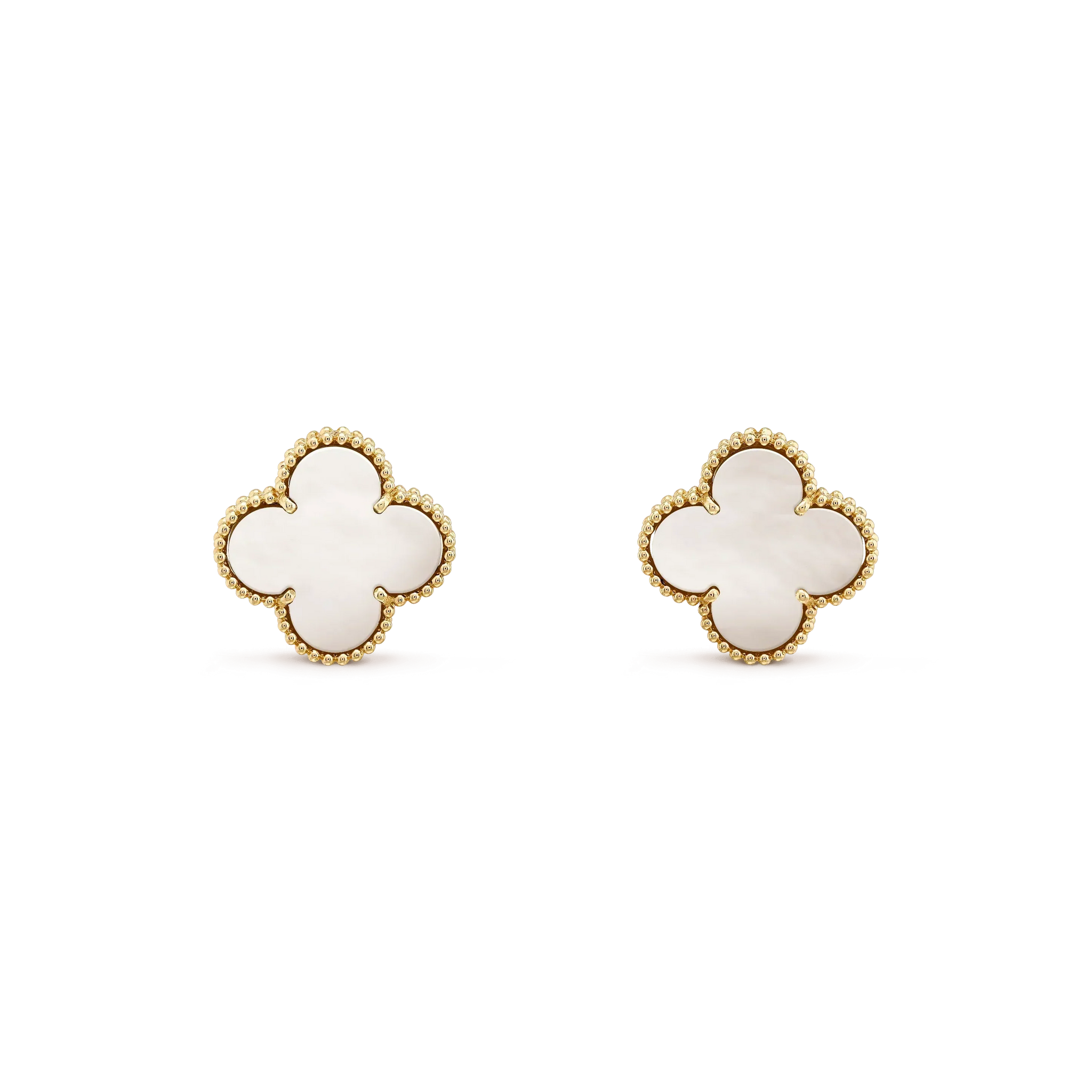 [Aurelle Style]CLOVER MEDIUM 1 MOTIFS  WHITE MOP STUD EARRINGS