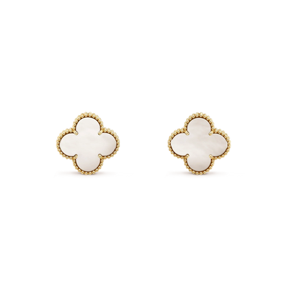 [Aurelle Style]CLOVER MEDIUM 1 MOTIFS  WHITE MOP STUD EARRINGS
