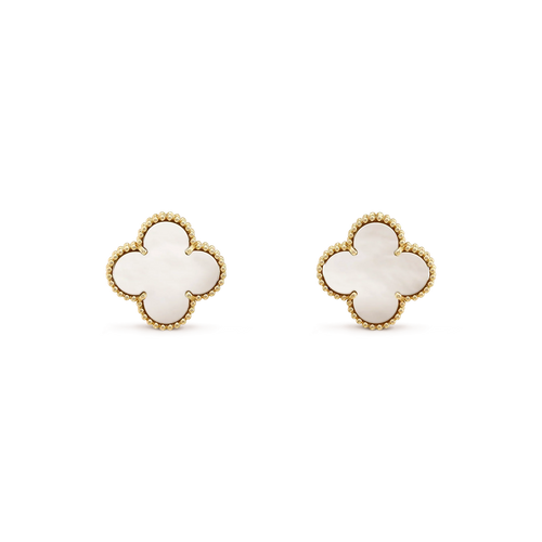 [Aurelle Style]CLOVER MEDIUM 1 MOTIFS  WHITE MOP STUD EARRINGS