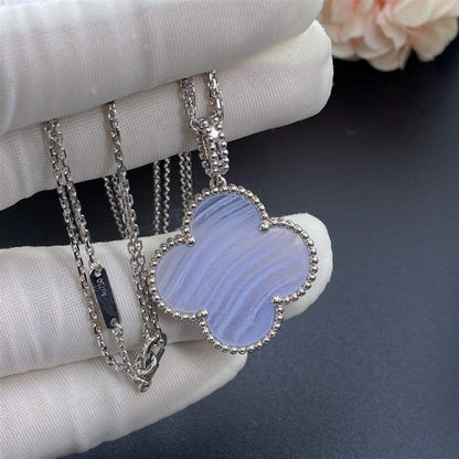 [Aurelle Style]CLOVER SILVER CHALCEDONY BIG CLOVER NECKLACE