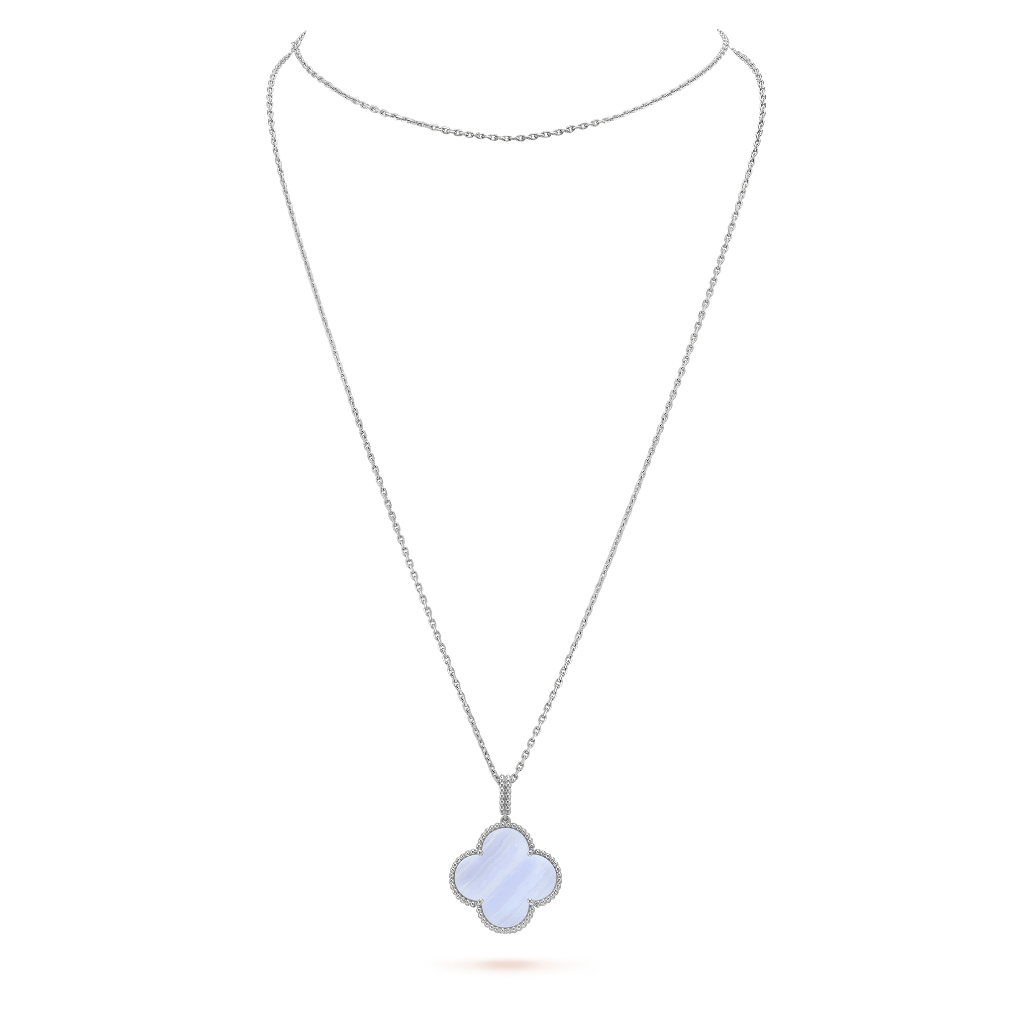 [Aurelle Style]CLOVER SILVER CHALCEDONY BIG CLOVER NECKLACE
