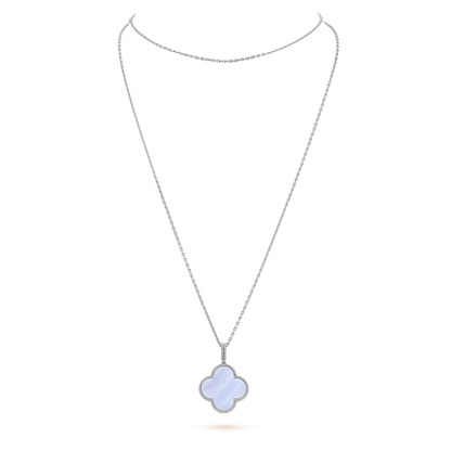 [Aurelle Style]CLOVER SILVER CHALCEDONY BIG CLOVER NECKLACE