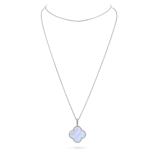[Aurelle Style]CLOVER SILVER CHALCEDONY BIG CLOVER NECKLACE