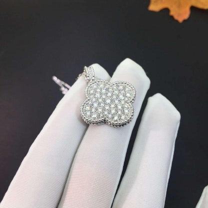 [Aurelle Style]CLOVER 25MM SILVER FULL DIAMOND BIG CLOVER NECKLACE
