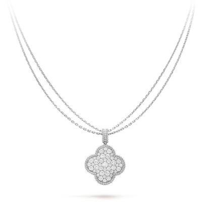 [Aurelle Style]CLOVER 25MM SILVER FULL DIAMOND BIG CLOVER NECKLACE