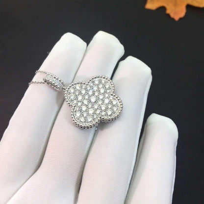 [Aurelle Style]CLOVER 25MM SILVER FULL DIAMOND BIG CLOVER NECKLACE