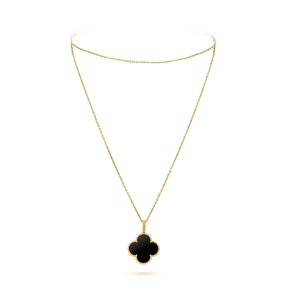 [Aurelle Style]CLOVER 25MM GOLD ONYX BIG CLOVER NECKLACE