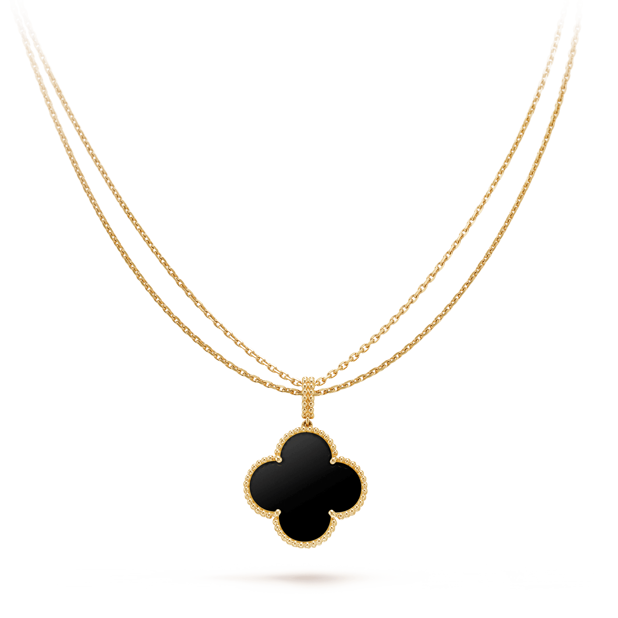 [Aurelle Style]CLOVER 25MM GOLD ONYX BIG CLOVER NECKLACE