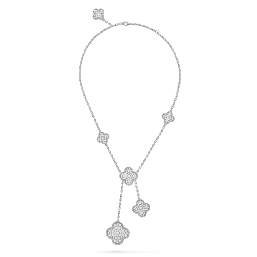 [Aurelle Style]CLOVER 5 MOTIFS SILVER DIAMONDS NECKLACE
