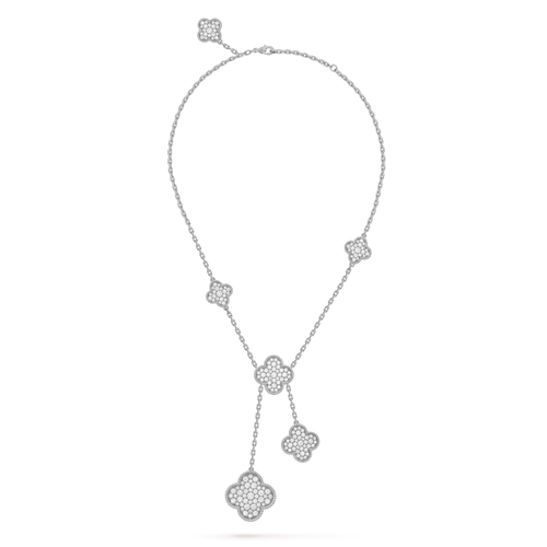 [Aurelle Style]CLOVER 5 MOTIFS SILVER DIAMONDS NECKLACE