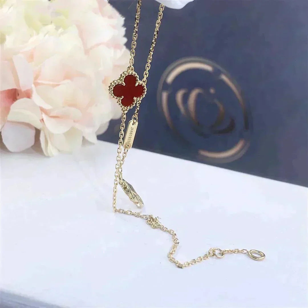 [Aurelle Style]CLOVER  CARNELIAN SINGLE FLOWER BRACELET