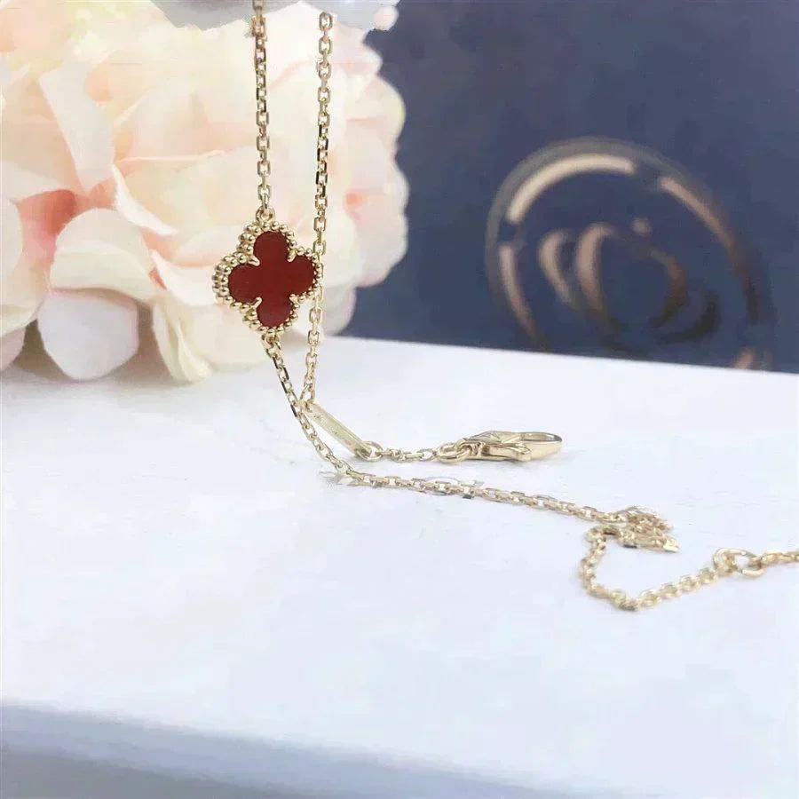 [Aurelle Style]CLOVER  CARNELIAN SINGLE FLOWER BRACELET