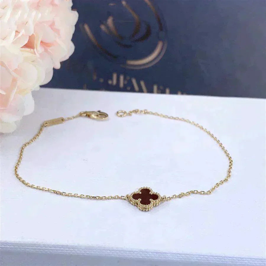 [Aurelle Style]CLOVER  CARNELIAN SINGLE FLOWER BRACELET