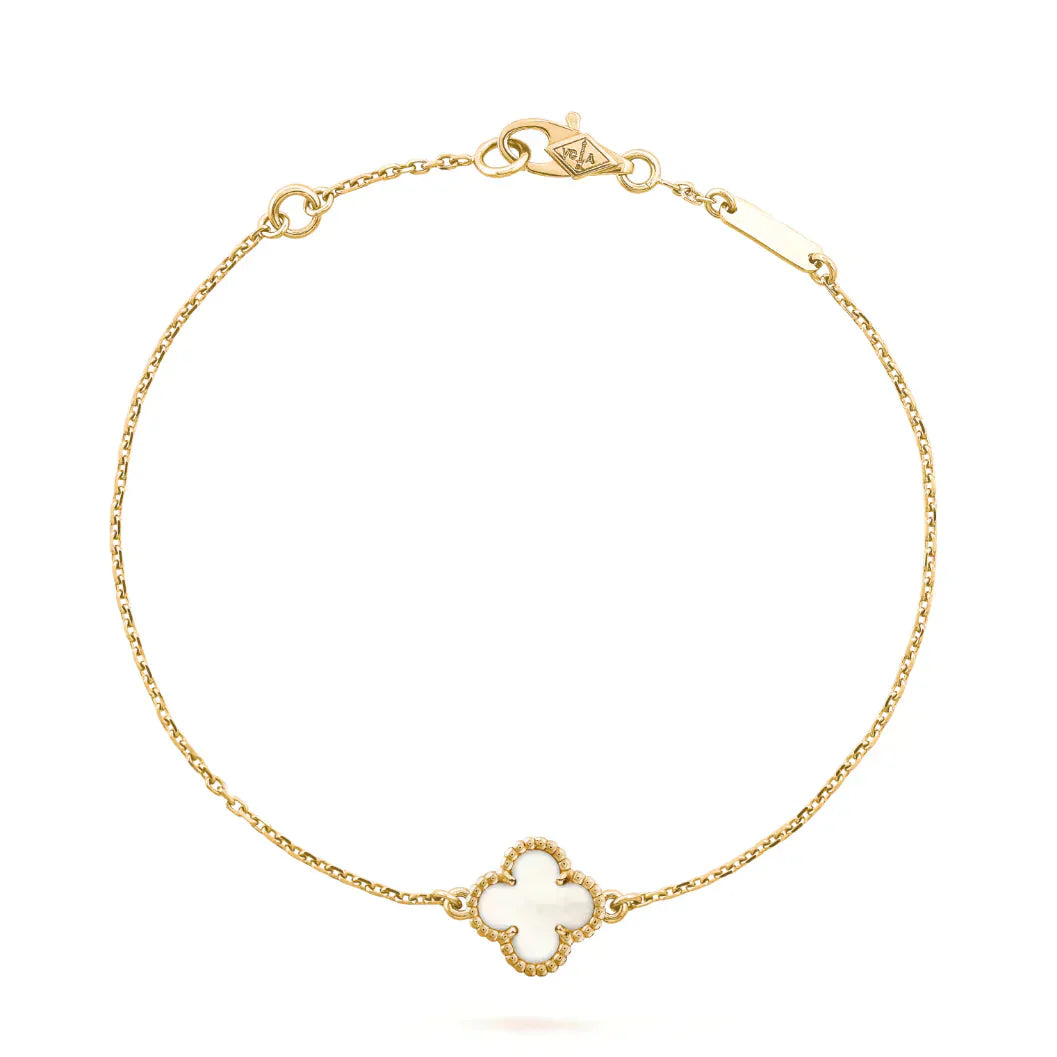 [Aurelle Style]CLOVER WHITE MOP SINGLE FLOWER BRACELET