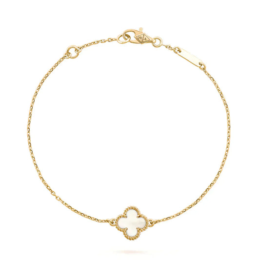 [Aurelle Style]CLOVER WHITE MOP SINGLE FLOWER BRACELET