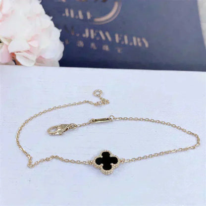 [Aurelle Style]CLOVER ONYX SINGLE FLOWER BRACELET