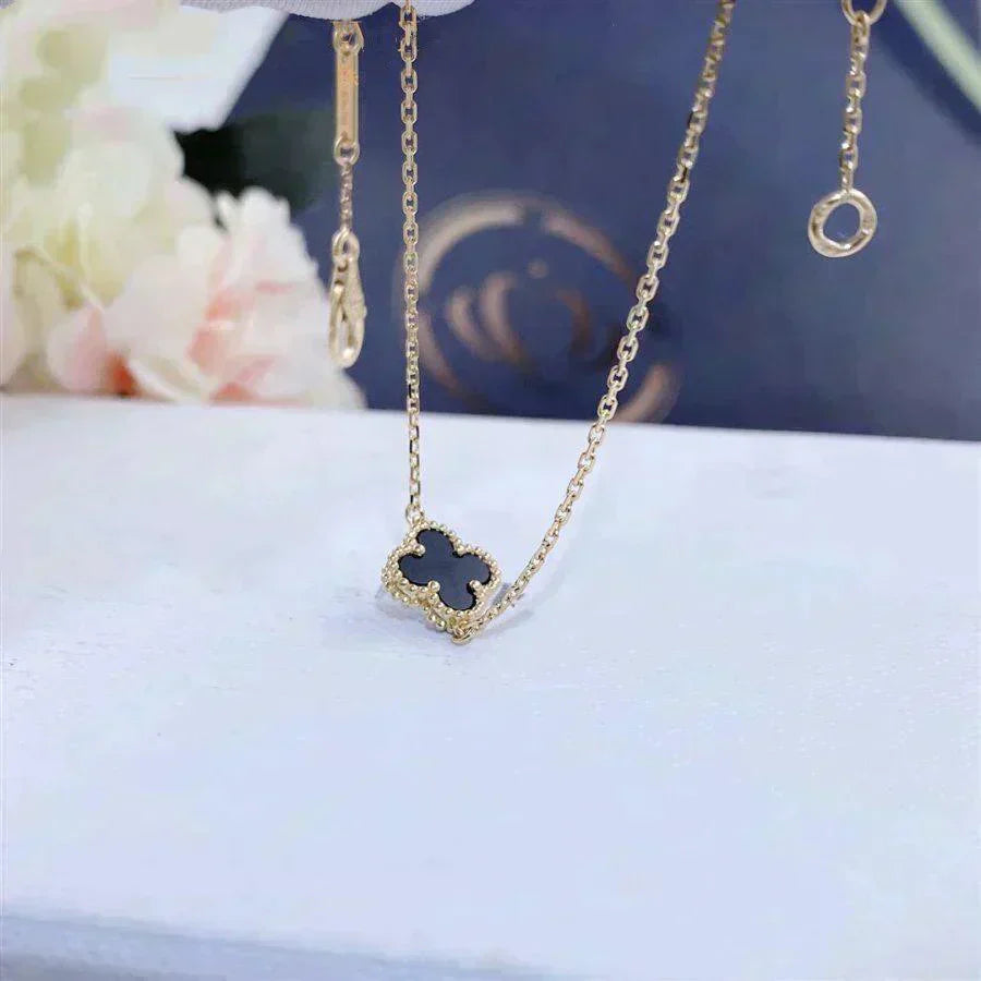 [Aurelle Style]CLOVER ONYX SINGLE FLOWER BRACELET