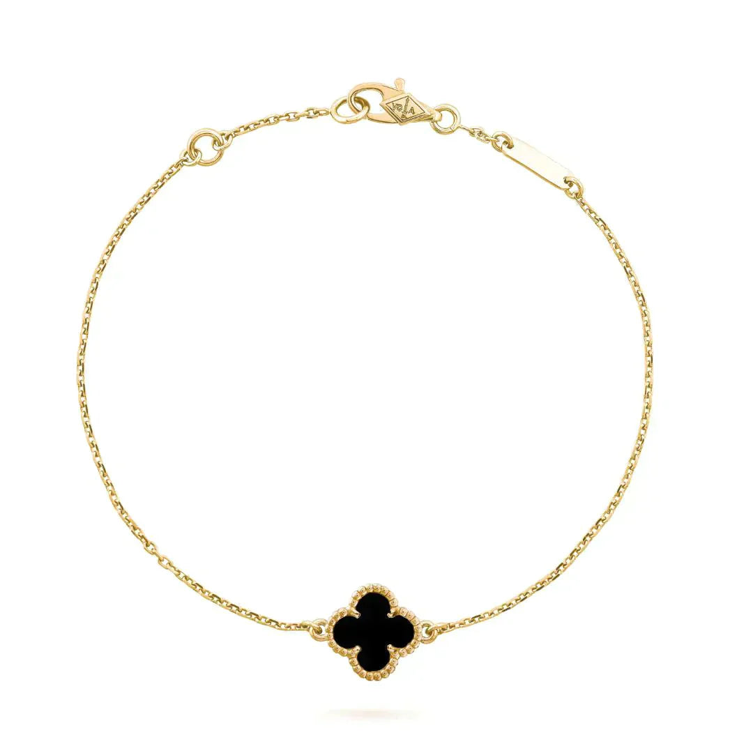 [Aurelle Style]CLOVER ONYX SINGLE FLOWER BRACELET