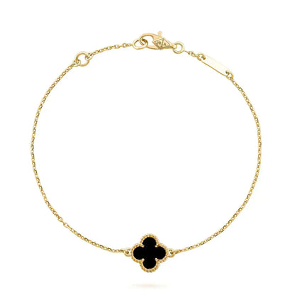 [Aurelle Style]CLOVER ONYX SINGLE FLOWER BRACELET