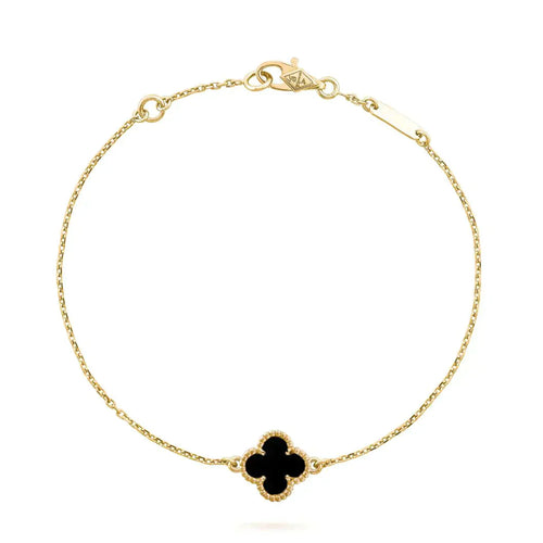 [Aurelle Style]CLOVER ONYX SINGLE FLOWER BRACELET