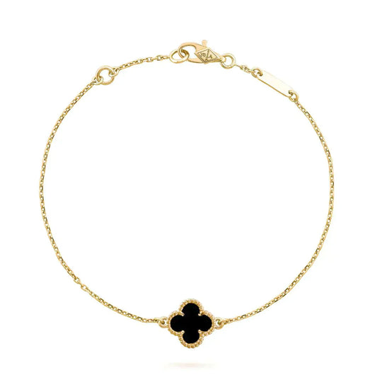 [Aurelle Style]CLOVER ONYX SINGLE FLOWER BRACELET