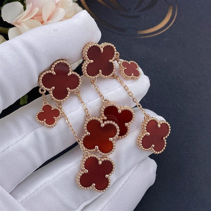 [Aurelle Style]CLOVER EARRINGS CARNELIAN 4 MOTIFS PINK GOLD