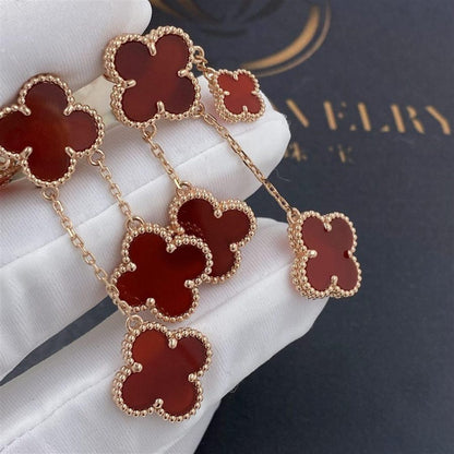 [Aurelle Style]CLOVER EARRINGS CARNELIAN 4 MOTIFS PINK GOLD