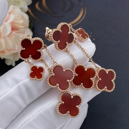 [Aurelle Style]CLOVER EARRINGS CARNELIAN 4 MOTIFS PINK GOLD
