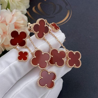 [Aurelle Style]CLOVER EARRINGS CARNELIAN 4 MOTIFS PINK GOLD
