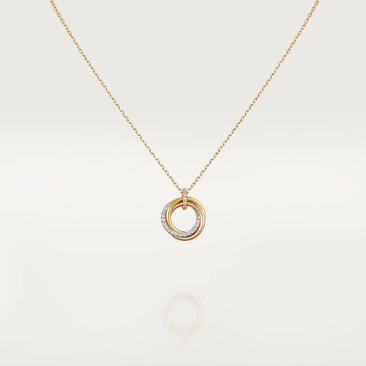 [Aurelle Style]TRINITY NECKLACE SILVER GOLD PINK GOLD DIAMONDS