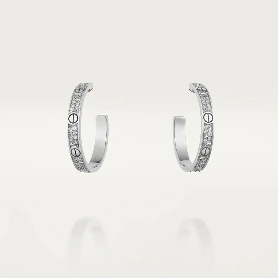 [Aurelle Style]LOVE DIAMOND SILVER HOOP EARRINGS