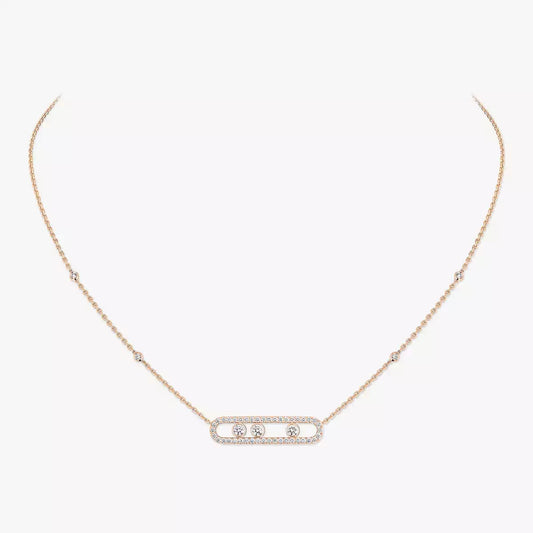 [Aurelle Style] Move Pave_ Rose Gold Diamond Necklace