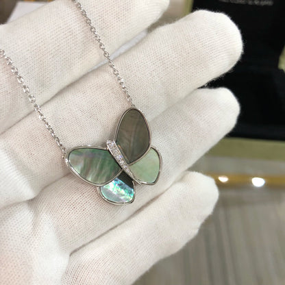 [Aurelle Style]LARGE BUTTERFLY SILVER PENDANT DIAMOND NECKLACE