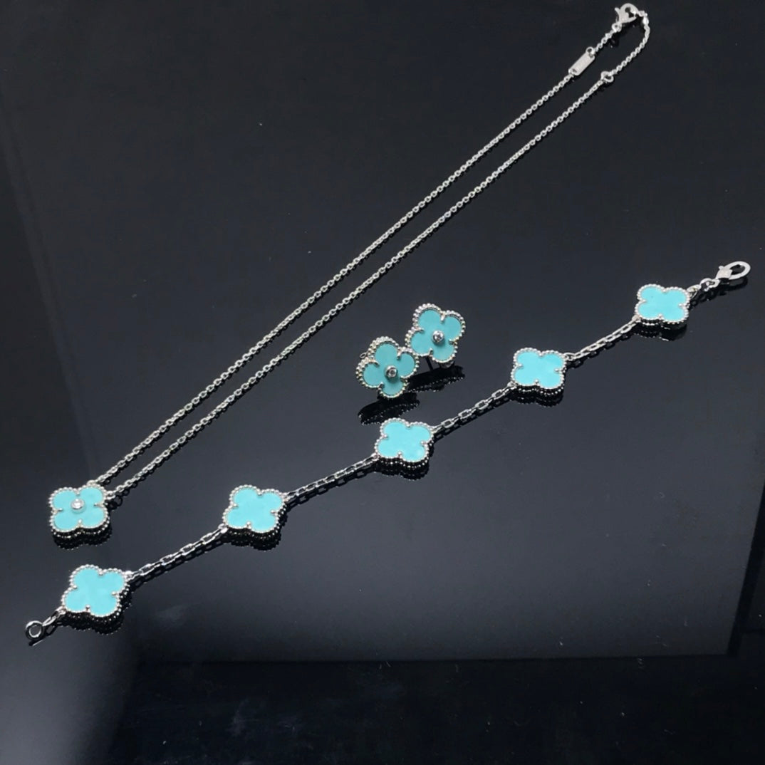[Aurelle Style]CLOVER 1 DIAMOND BLUE SKY SILVER EARRINGS