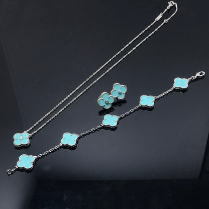 [Aurelle Style]CLOVER 1 DIAMOND BLUE SKY SILVER EARRINGS