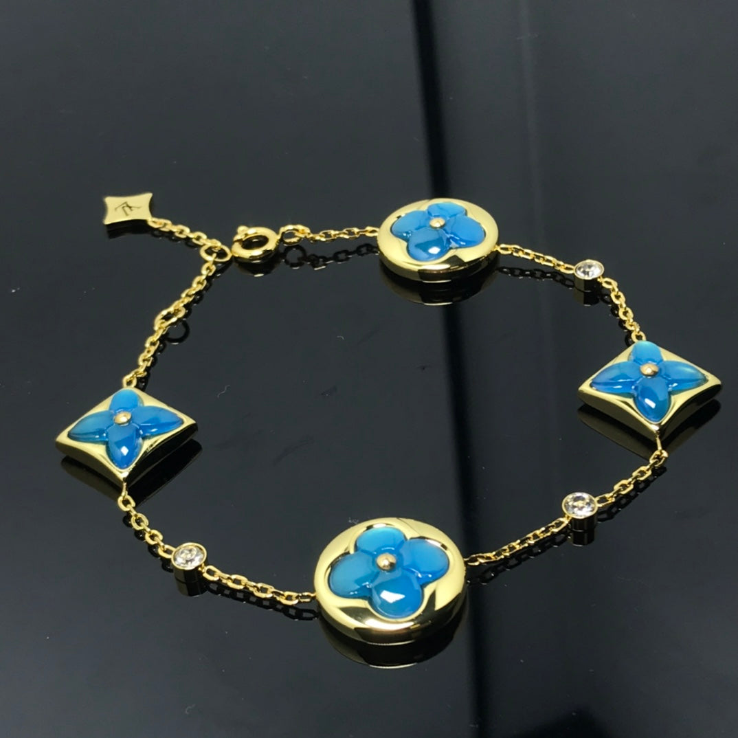[Aurelle Style]STAR AND SUN 4 MOTIF BLUE BRACELET