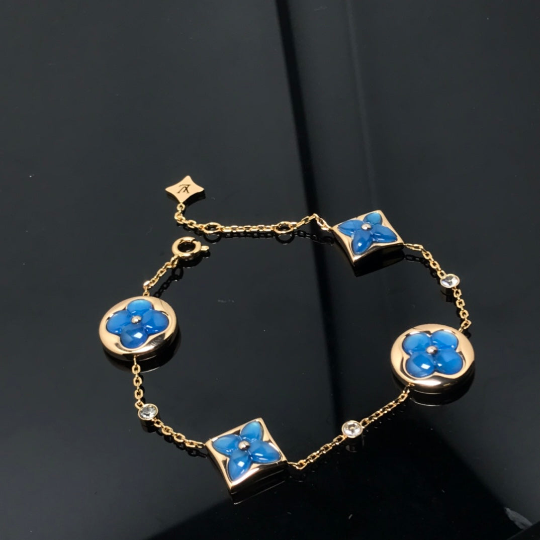 [Aurelle Style]STAR AND SUN 4 MOTIF BLUE BRACELET