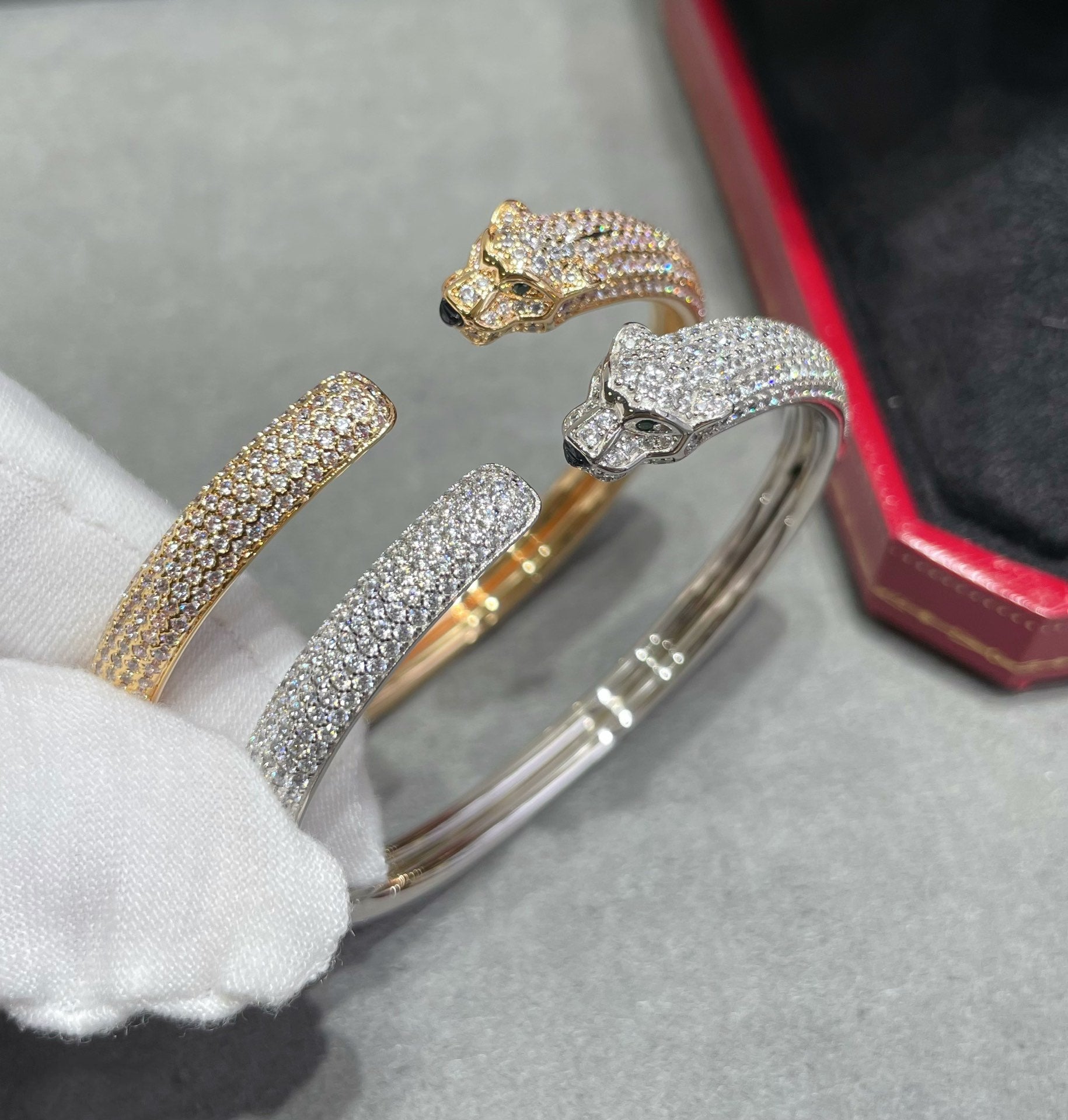 [Aurelle Style]PANTHERE FULL DIAMOND OPEN BRACELET