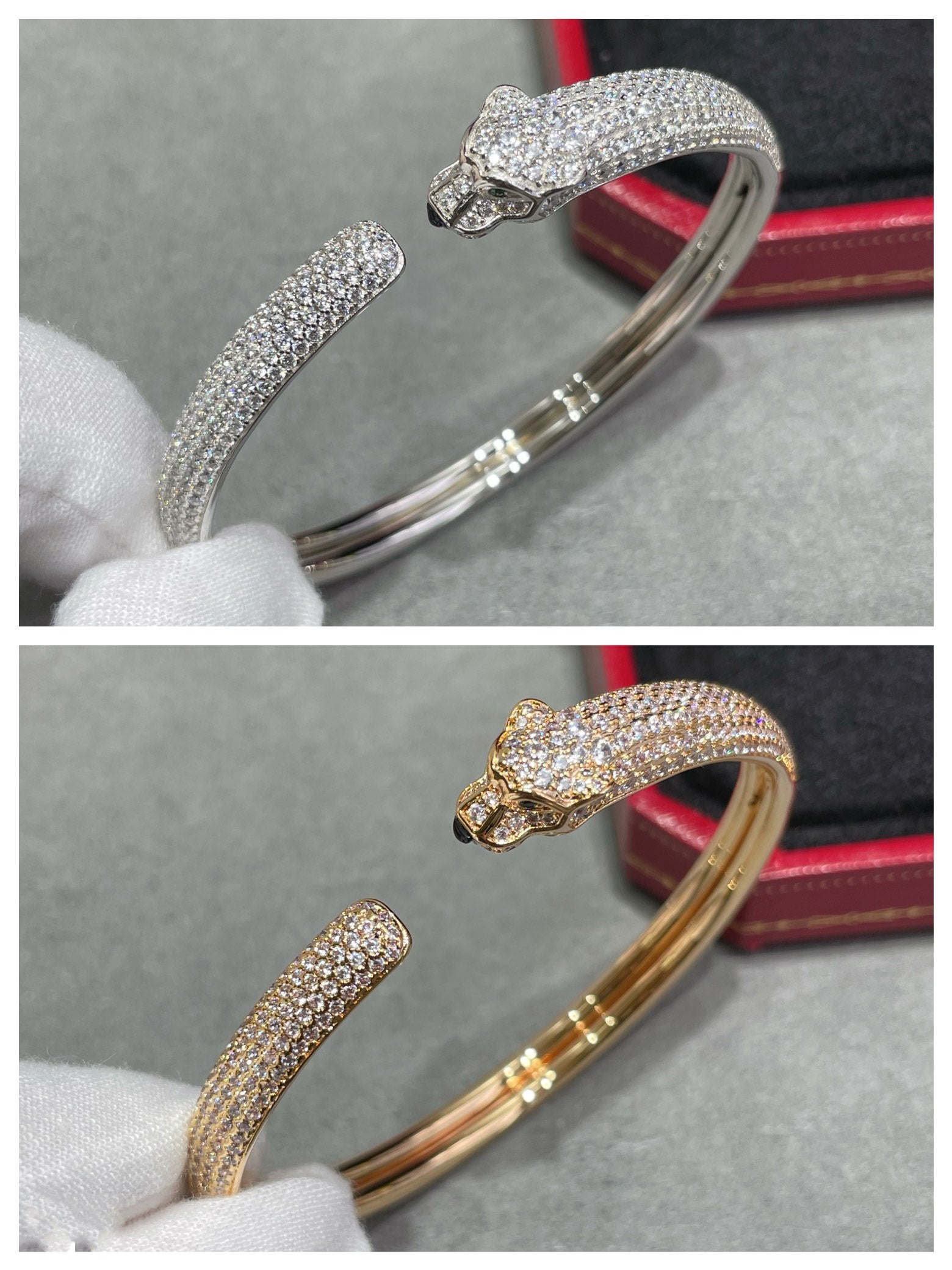 [Aurelle Style]PANTHERE FULL DIAMOND OPEN BRACELET