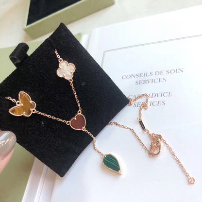 [Aurelle Style]LUCKY SPRING 4 MOTIFS ROSE GOLD NECKLACE