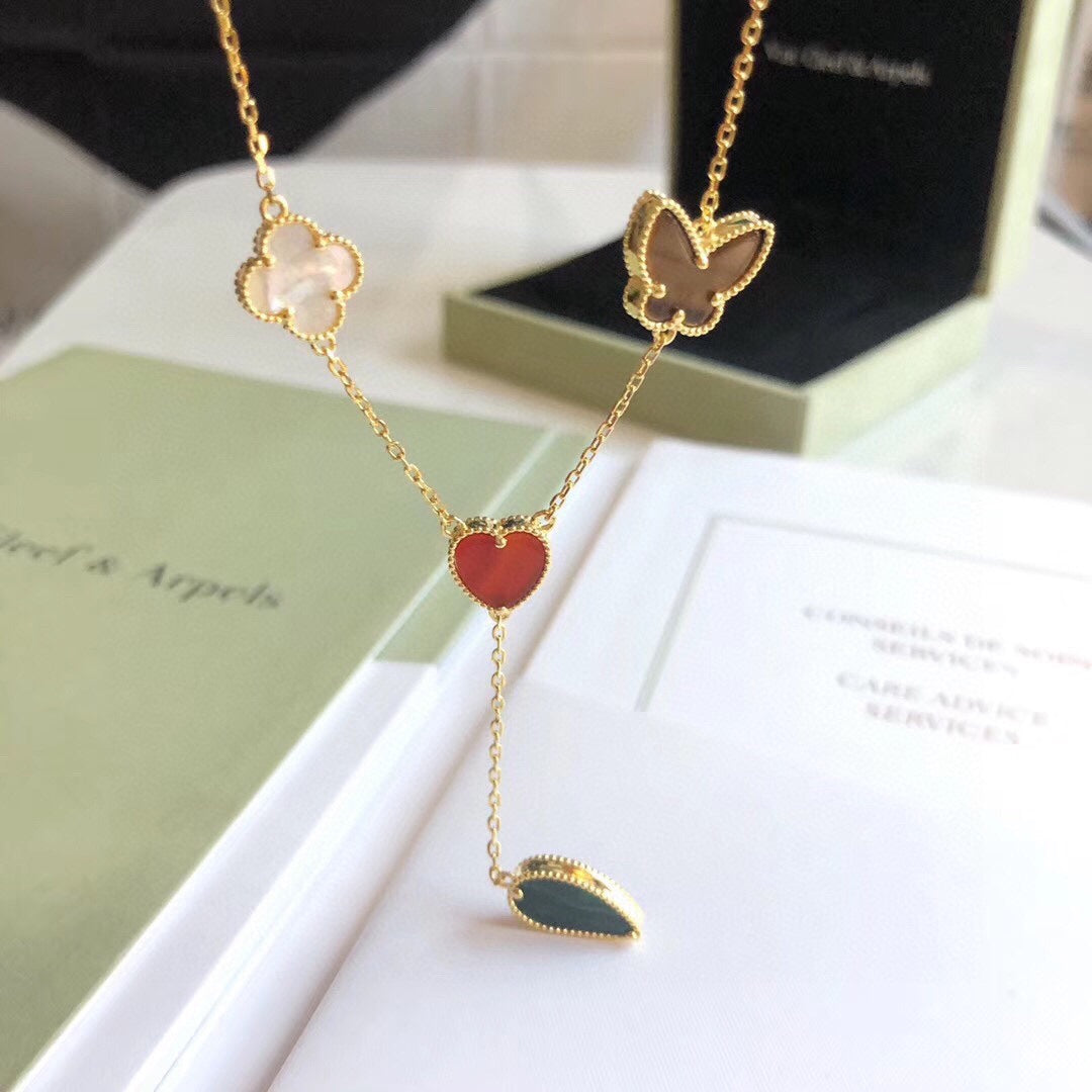 [Aurelle Style]LUCKY SPRING 4 MOTIFS ROSE GOLD NECKLACE