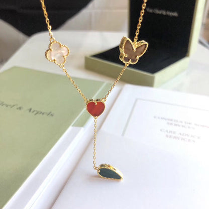 [Aurelle Style]LUCKY SPRING 4 MOTIFS ROSE GOLD NECKLACE