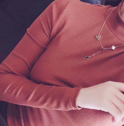 [Aurelle Style]LUCKY SPRING 4 MOTIFS ROSE GOLD NECKLACE