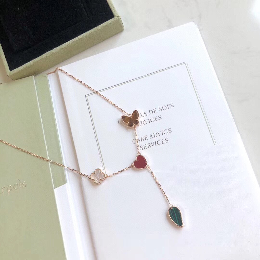 [Aurelle Style]LUCKY SPRING 4 MOTIFS ROSE GOLD NECKLACE