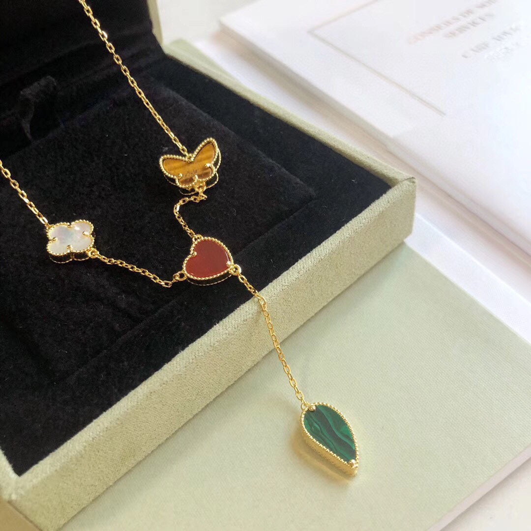 [Aurelle Style]LUCKY SPRING 4 MOTIFS ROSE GOLD NECKLACE