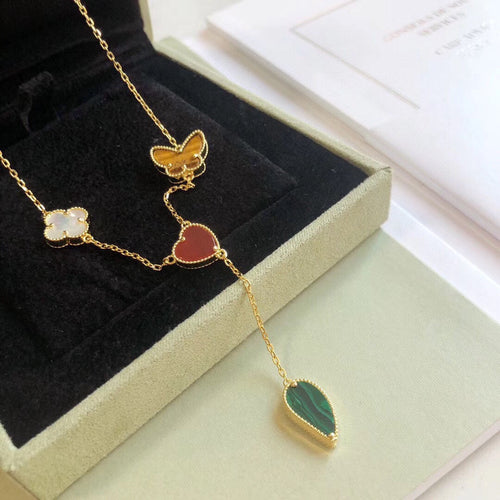 [Aurelle Style]LUCKY SPRING 4 MOTIFS ROSE GOLD NECKLACE
