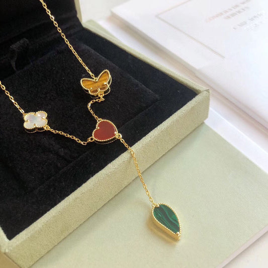 [Aurelle Style]LUCKY SPRING 4 MOTIFS ROSE GOLD NECKLACE