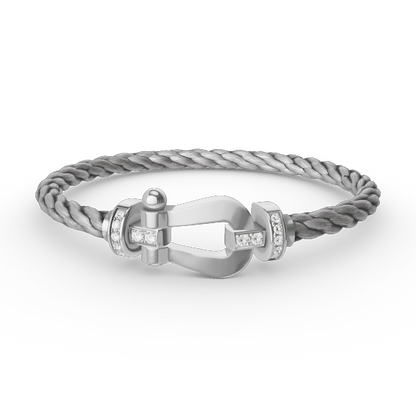 [Aurelle Style]FORCE LARGE HORSESHOE HALF DIAMOND BRACELET SILVER