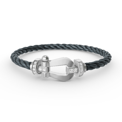 [Aurelle Style]FORCE LARGE HORSESHOE HALF DIAMOND BRACELET SILVER